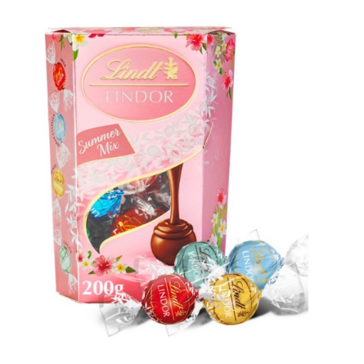 Picture of LINDT LINDOR SUMMER MIX CHOCOLATE CORNET TRUFFLES 200g 