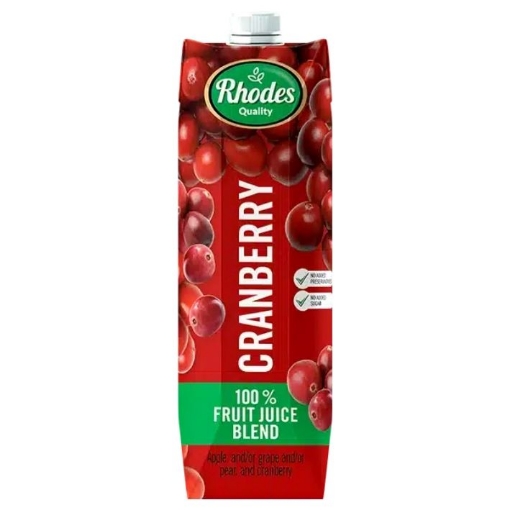 Picture of RHODES QUALITY 100% CRANBERRY JUICE 1L